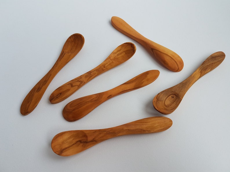 Set of 6 Wooden Small Spoons Olive Wood Egg Spoons / Baby Spoon AKwood 100% Bio Products image 3