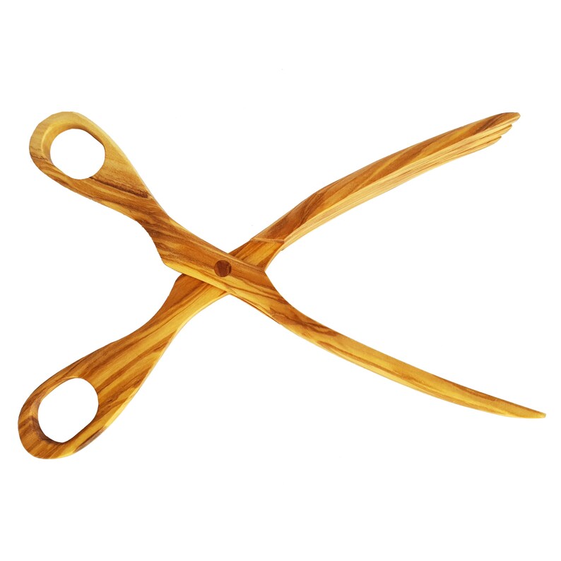 Olive Wood Scissors for Salad Wooden Salad Tongs Serving Etsy