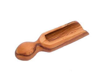 Wooden Salt Scoop / Shovel (Large Size 5.51") Olive Wood Sugar / Spice Scoop - AKwood Wooden Bath Salt Spoon / Scoop - Multipurpose Scoop