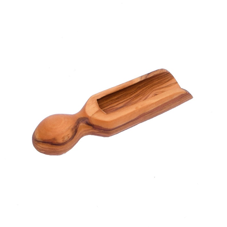 Wooden Salt Scoop / Shovel Large Size 5.51 Olive Wood Sugar / Spice Scoop AKwood Wooden Bath Salt Spoon / Scoop Multipurpose Scoop image 1