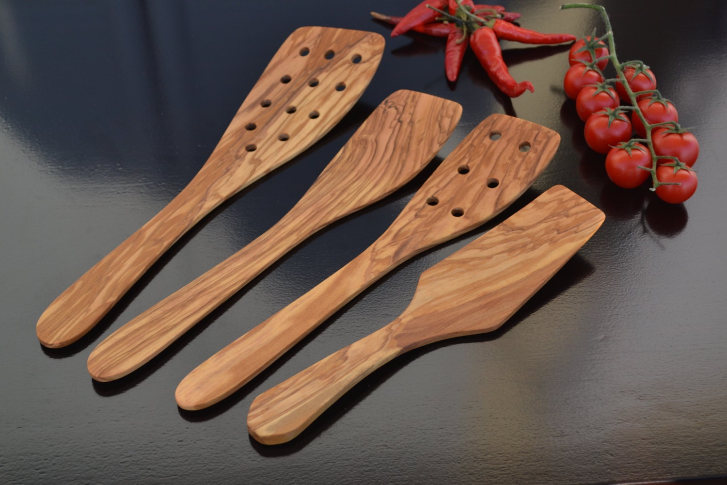 Olive Wood Utensils Handmade Lot of 4 different Spatulas Etsy