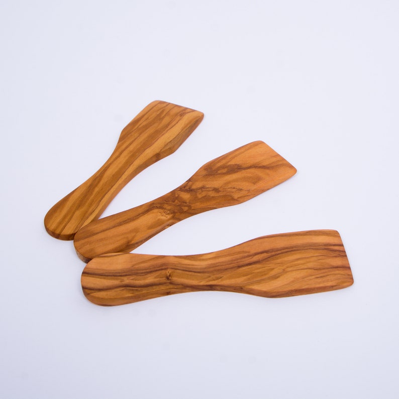 set of 3 Olive Wood Small Spatulas Kitchen Utensils Wooden Raclette Spatula 13.50 cm 5.90 Handmade Wooden Spatula Scraper