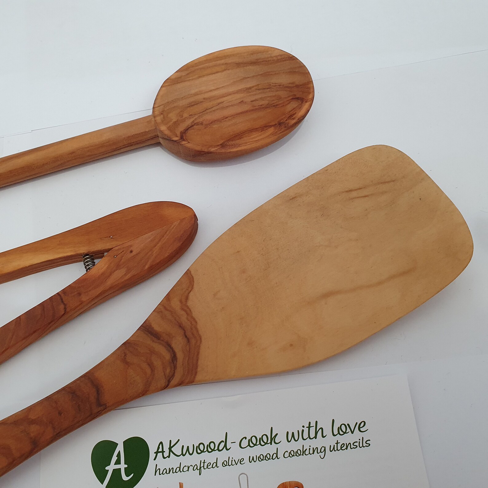 3 Unique Olive Wood Cooking Utensils Set of Spatula Tong and Etsy