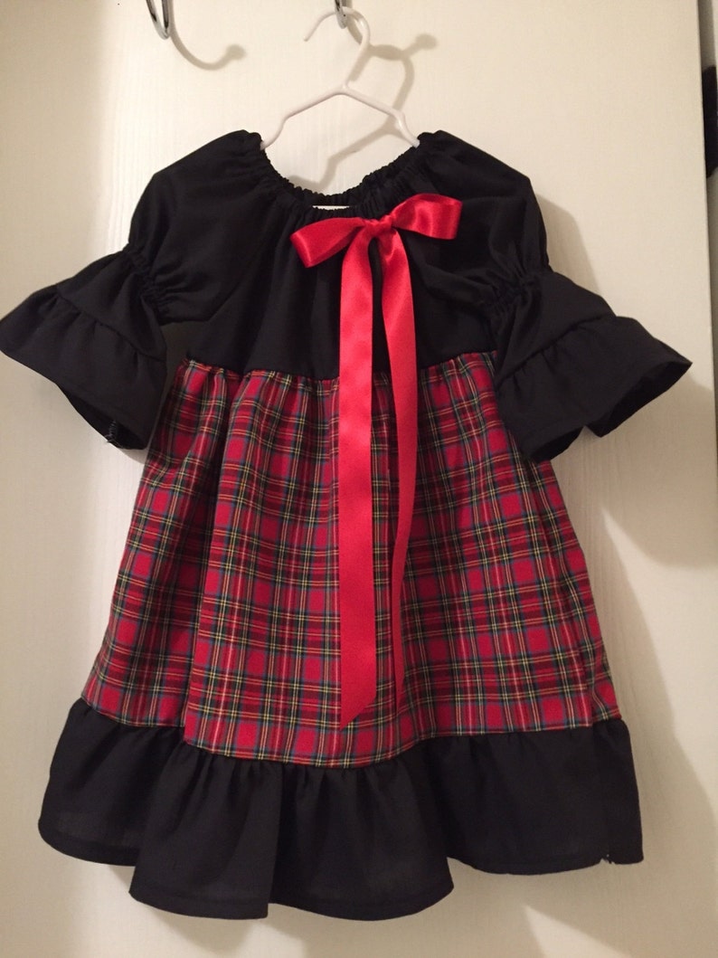 Black and Plaid Christmas Dress sized 2T | Etsy