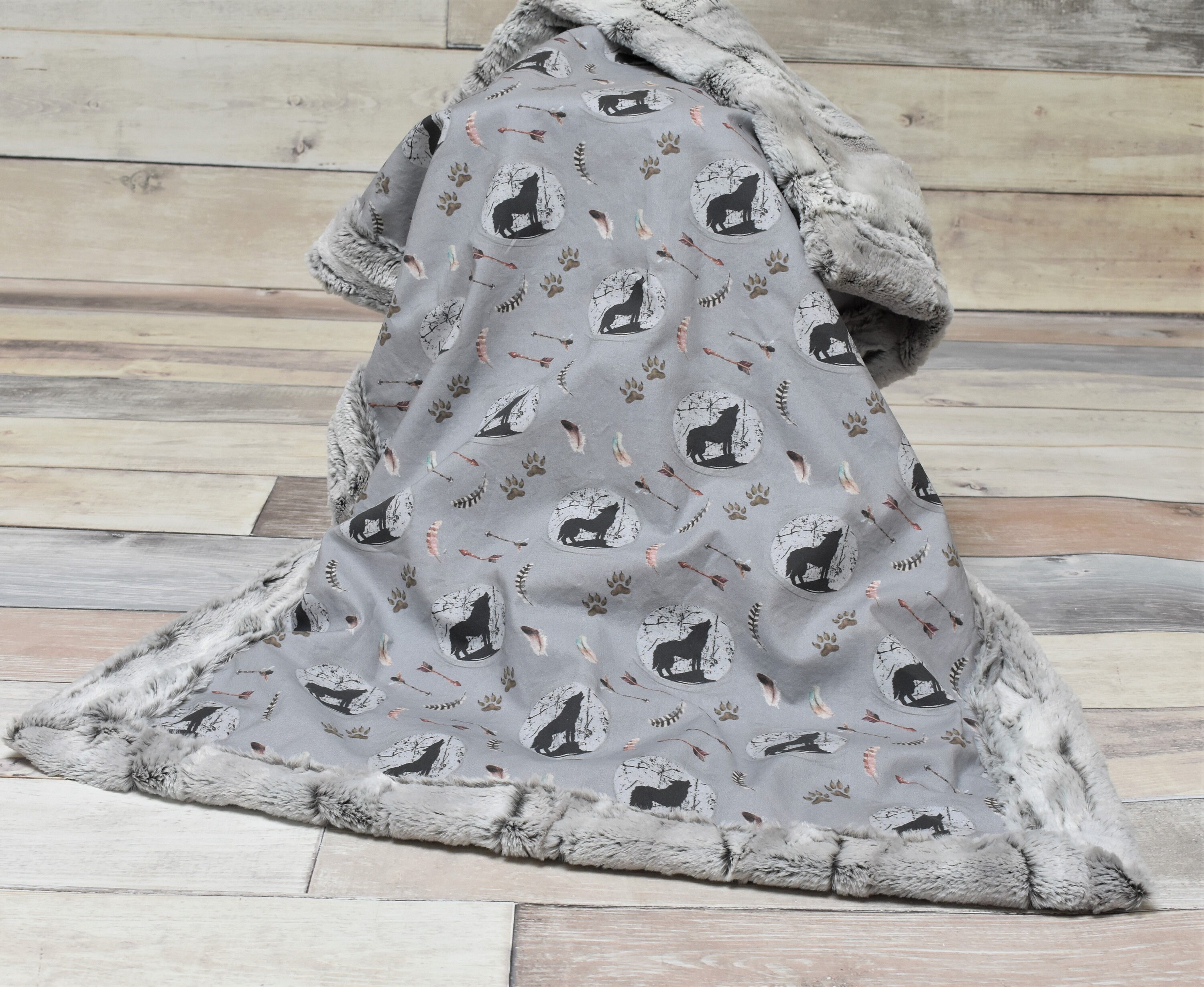 Wolf Baby Blanket Gray Wolf Blanket Wolf Baby Gift Wolf Etsy