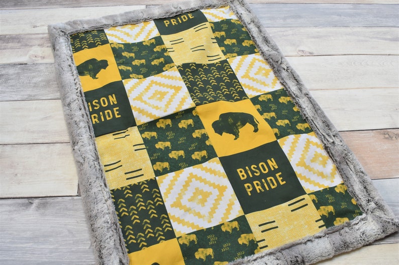 Bison Blanket Bison Baby Blanket Green and Gold Blanket Etsy