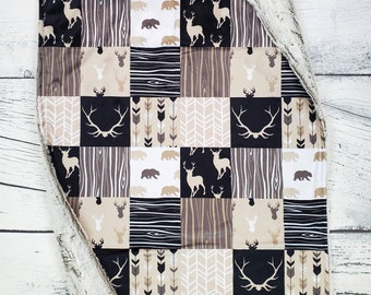 Deer Baby Blanket - Buck Baby Blanket - Ready To Ship Blanket - Deer Nursery - Woodland Blanket - Deer Baby Gift - Deer Antlers - Minky