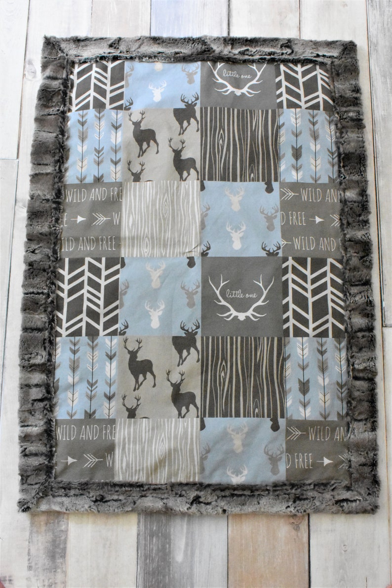 Blue Deer Blanket Brown Deer Blanket Buck Blanket Arrow Etsy
