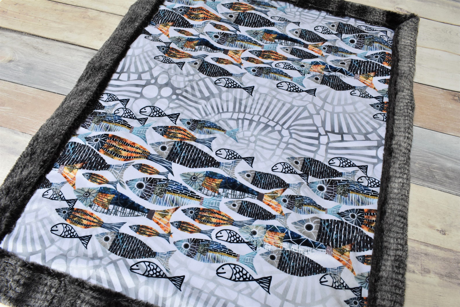 Fish Blanket Fish Baby Blanket Fish Baby Gift Minky Baby Etsy