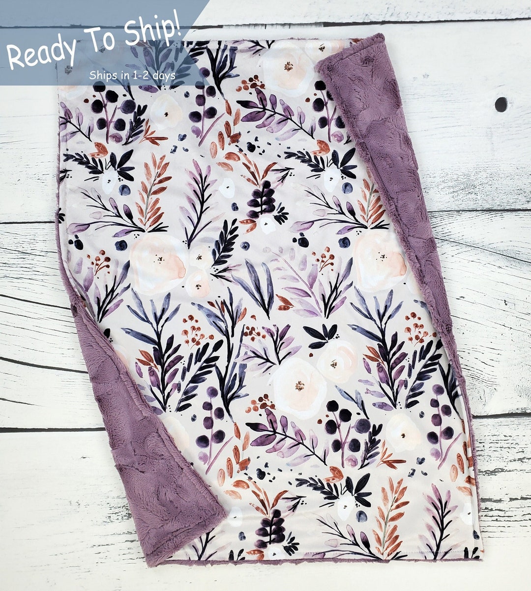 Plum Flower Blanket Purple Flower Blanket Purple Baby Etsy