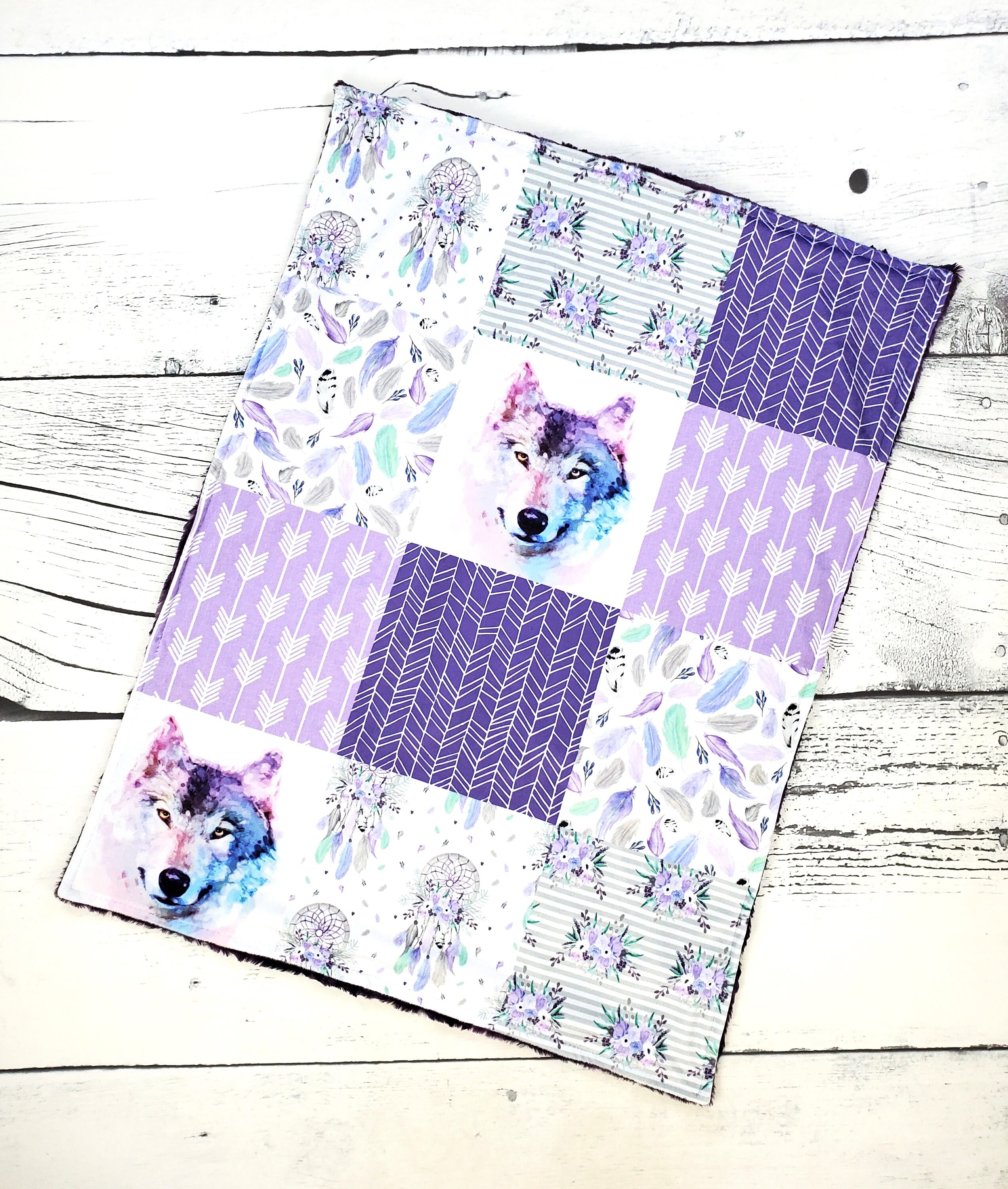 Purple Wolf Baby Blanket Wolf Girl Blanket Wolf Nursery Etsy