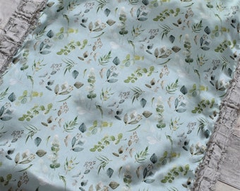 Satin Baby Blanket - Eucalyptus Baby Blanket - Modern Baby Blanket - Gender Neutral Baby Blanket - Minky Baby Blanket - Satin Blanket