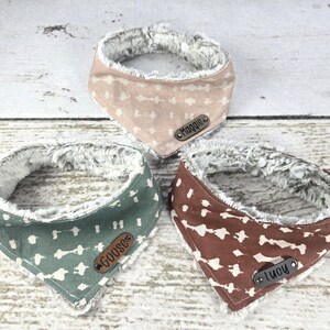 Personalized Dog Bandana - Dog Bandana - Pet Bandana - Snap On Dog Bandana - Dog Bandana With Name - Boho Dog Bandana - Neutral Dog Bandana