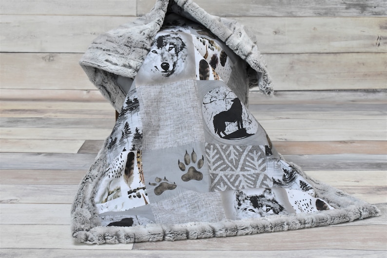 Wolf Baby Blanket Gray Wolf Blanket Wolf Baby Bedding Etsy