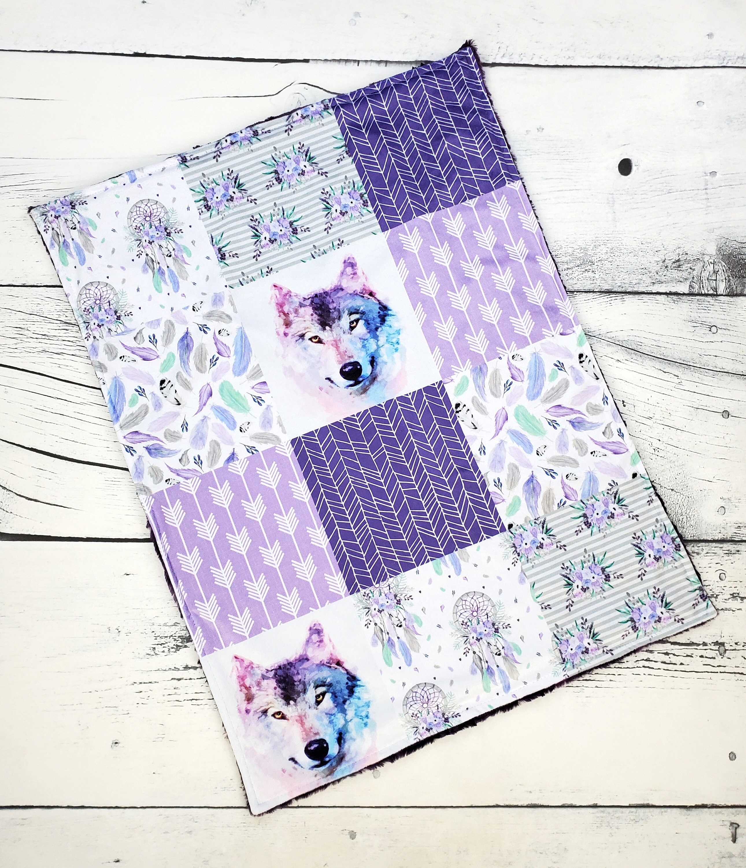 Purple Wolf Baby Blanket Wolf Girl Blanket Wolf Nursery Etsy