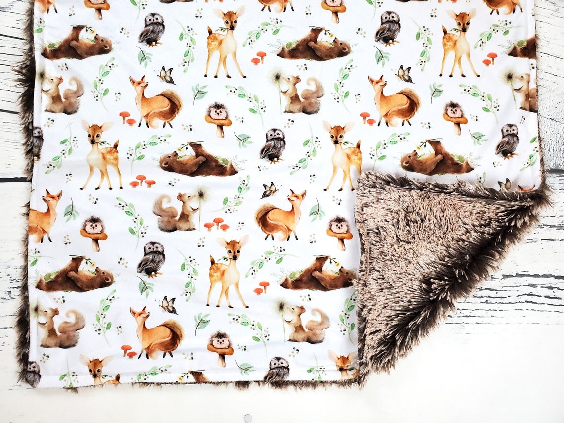 Woodland Baby Blanket Ready to Ship Baby Blanket Bear Baby Etsy