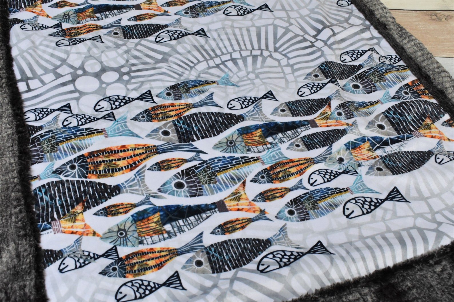 Fish Blanket Fish Baby Blanket Fish Baby Gift Minky Baby Etsy