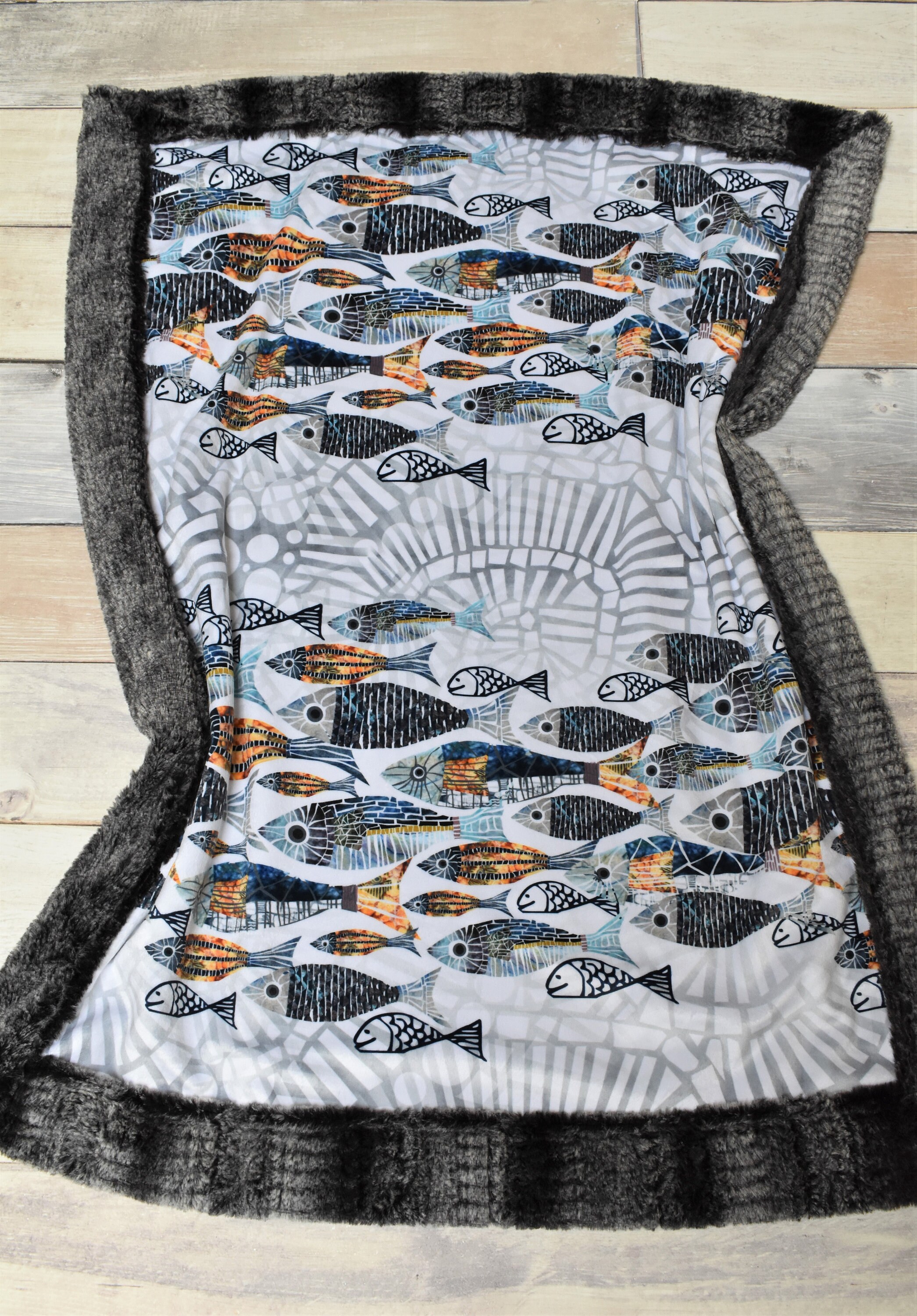 Fish Blanket Fish Baby Blanket Fish Baby Gift Minky Baby Etsy