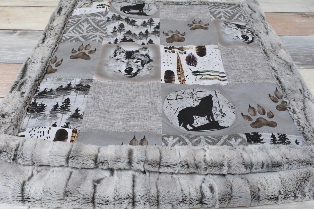 Wolf Baby Blanket Gray Wolf Blanket Wolf Baby Bedding Wolf Crib Bedding