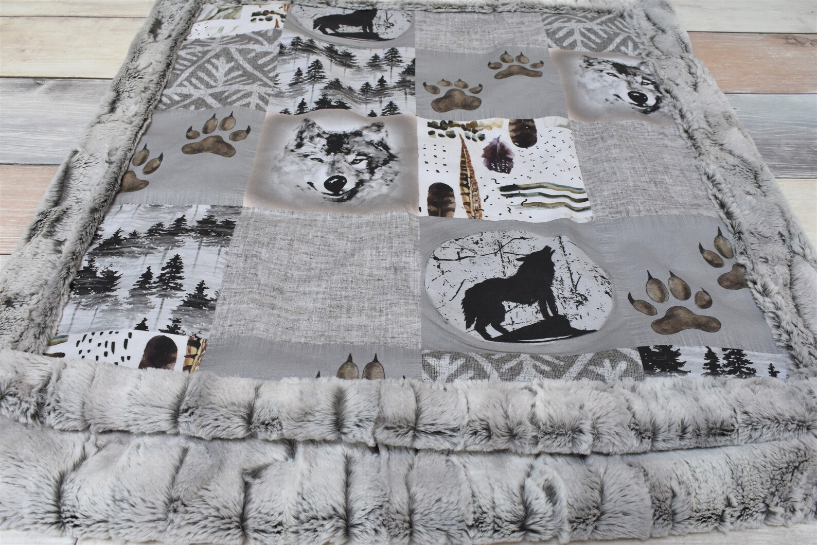 Wolf Baby Blanket Gray Wolf Blanket Wolf Baby Bedding Etsy