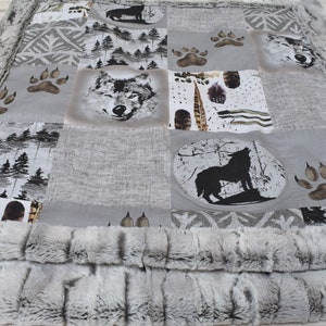 Wolf Babydecke - Grauwolf Decke - Wolf Babybettwäsche - Wolf Babybettwäsche - Wolf Babygeschenk - Walddecke - Waldbabybettwäsche