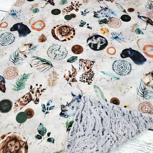 Safari-babydeken - Safari-kwekerij - - Safari-babycadeau - Genderneutraal - Dierendeken - Minky-babydeken