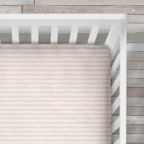 Pink Watercolor Stripe Crib Sheet Pink Striped Crib Sheet Etsy