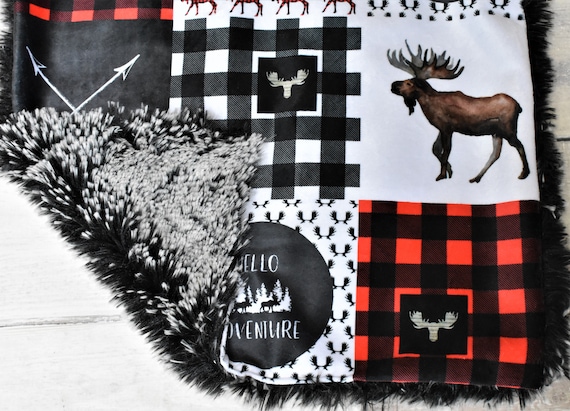Moose Lovey Woodland Lovey Buffalo Plaid Lovey Minky Lovey Moose Security Blanket Moose Baby Gift Moose Mini Blanket Lovey Etsy