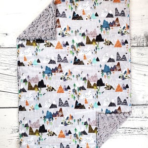 Mountain Baby Blanket - Mountain Baby Gift -  - Mountain Nursery - Gender Neutral Blanket - Woodland Baby Blanket - Mountain Crib Bedding