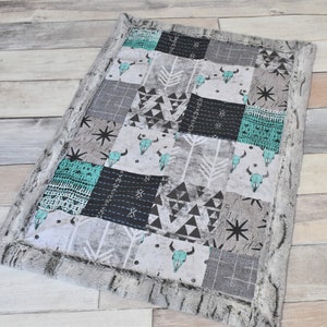 Western Baby Blanket - Cowboy Baby Blanket - Western Baby Bedding - Longhorn Blanket - Cow Blanket - Cowboy Nursery - Western Nursery