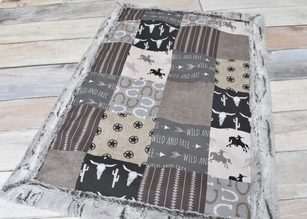 Cowboy Blanket Western Blanket Longhorn Blanket Cowboy Nursery Cowboy