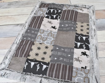 Cowboy Blanket - Western Blanket - Longhorn Blanket - Cowboy Nursery - Cowboy Baby Gift - Western Nursery - Cowboy Crib Bedding