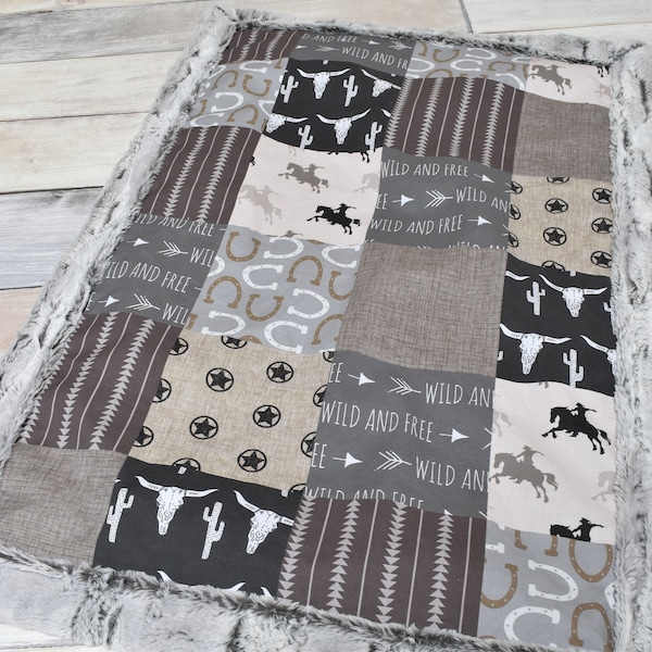 Cowboy Blanket - Western Blanket - Longhorn Blanket - Cowboy Nursery - Cowboy Baby Gift - Western Nursery - Cowboy Crib Bedding