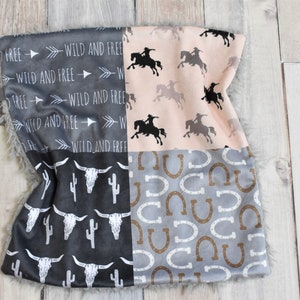 Cowboy Lovey - Horse Lovey - Western Lovey - Cowboy Mini Blanket - Western Mini Blanket - Cowboy Baby Gift - Lovey - Cowboy Security Blanket