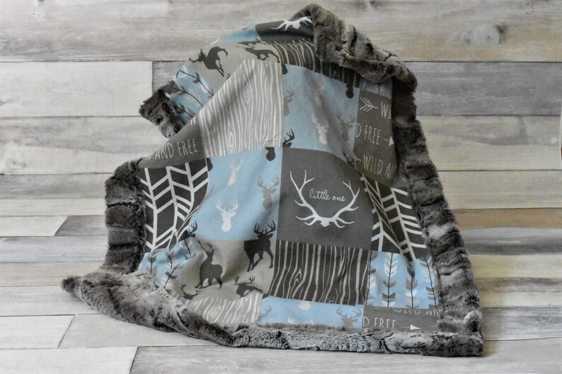 Blue Deer Blanket Brown Deer Blanket Buck Blanket Arrow Etsy