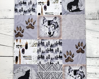 Wolf Blanket - Ready To Ship - Wolf Baby Blanket - Wolf Baby Gift - Gray Wolf Blanket - Animal Blanket - Minky Blanket -