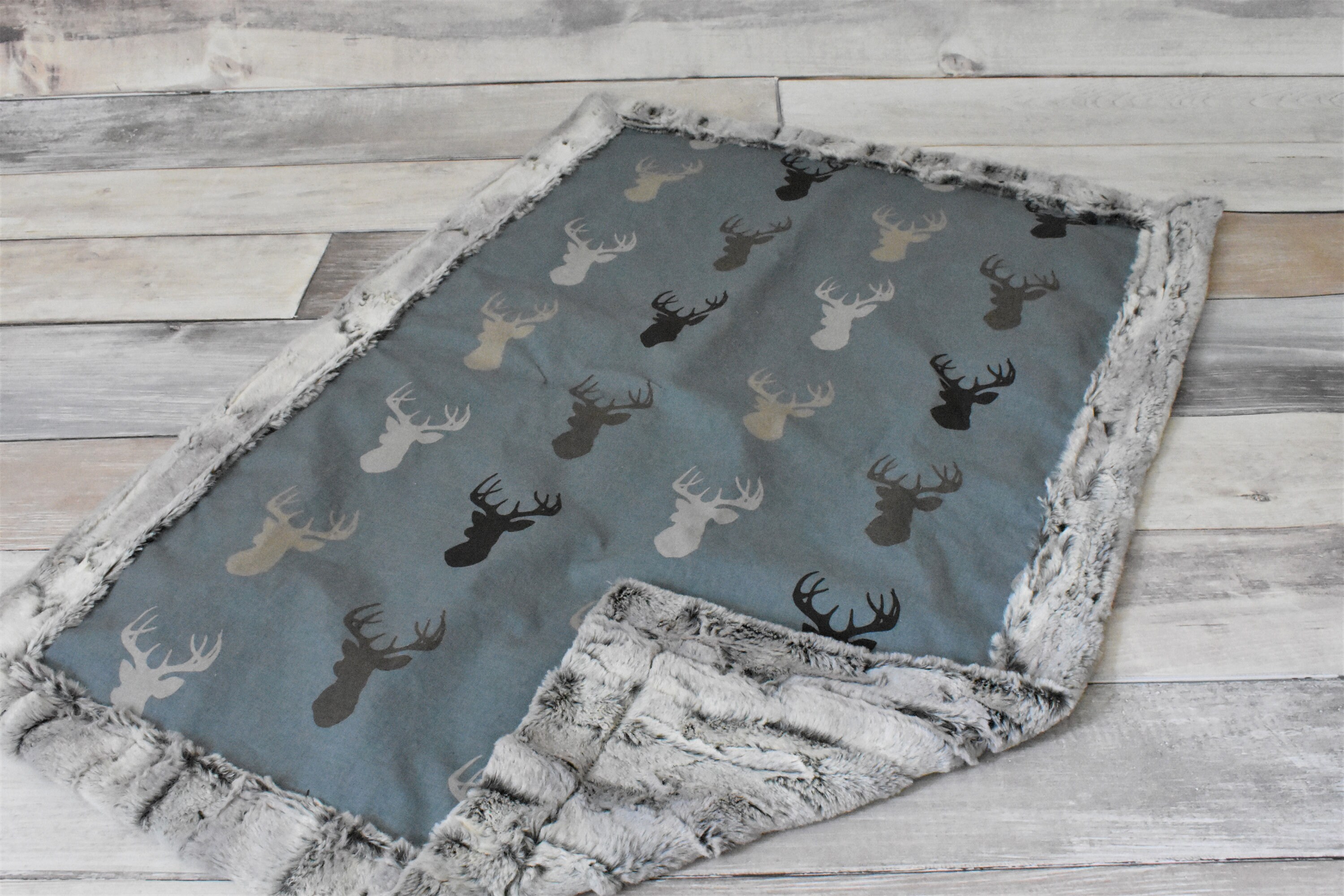 Deer Baby Blanket Buck Baby Blanket Blue Deer Blanket Etsy