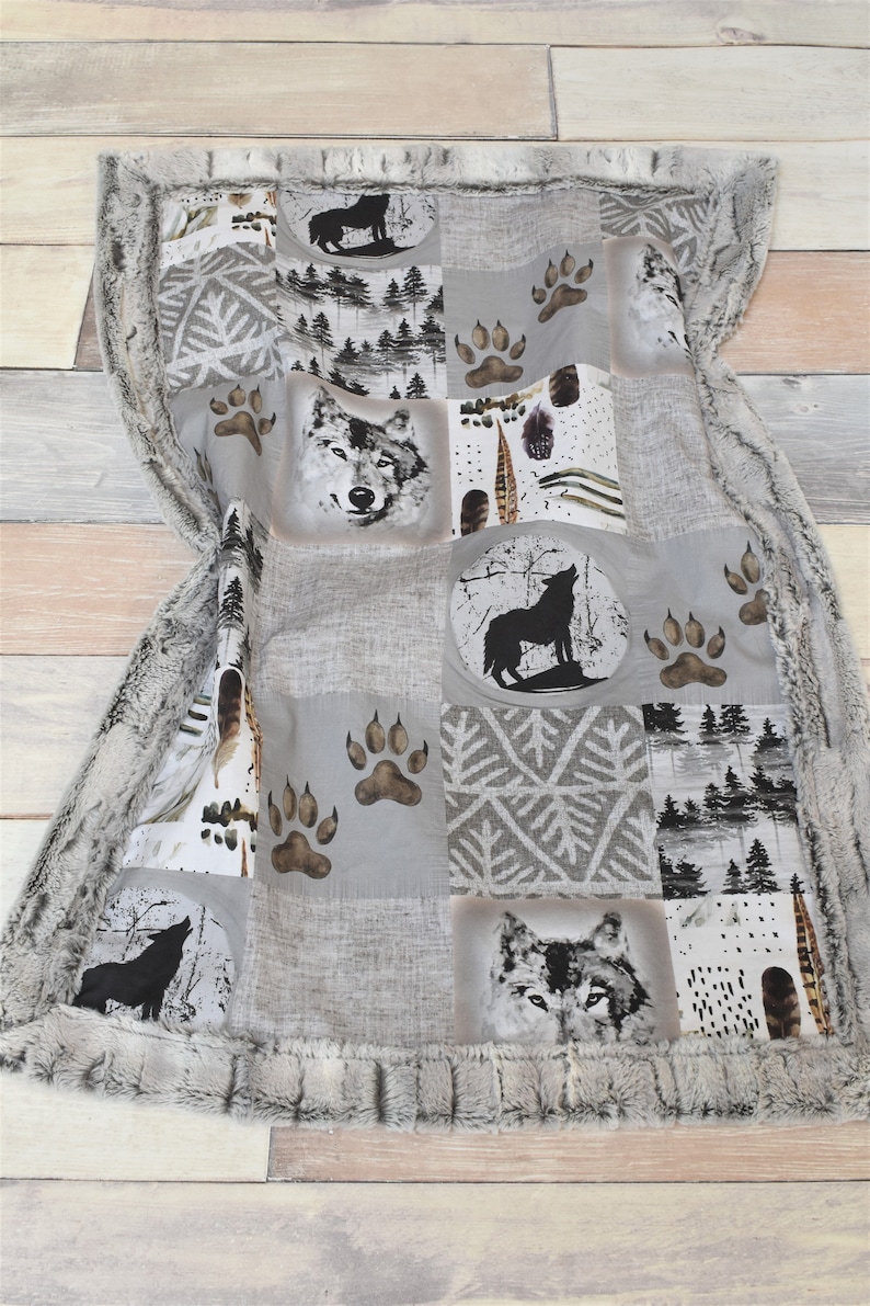 Wolf Baby Blanket Gray Wolf Blanket Wolf Baby Bedding Etsy