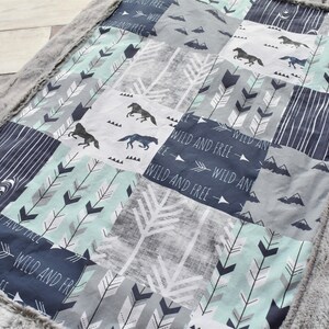 Horse Blanket - Western Blanket - Horse Baby Blanket - Horse Baby Gift - Navy Horse Blanket - Horse Baby Bedding - Baby Blanket