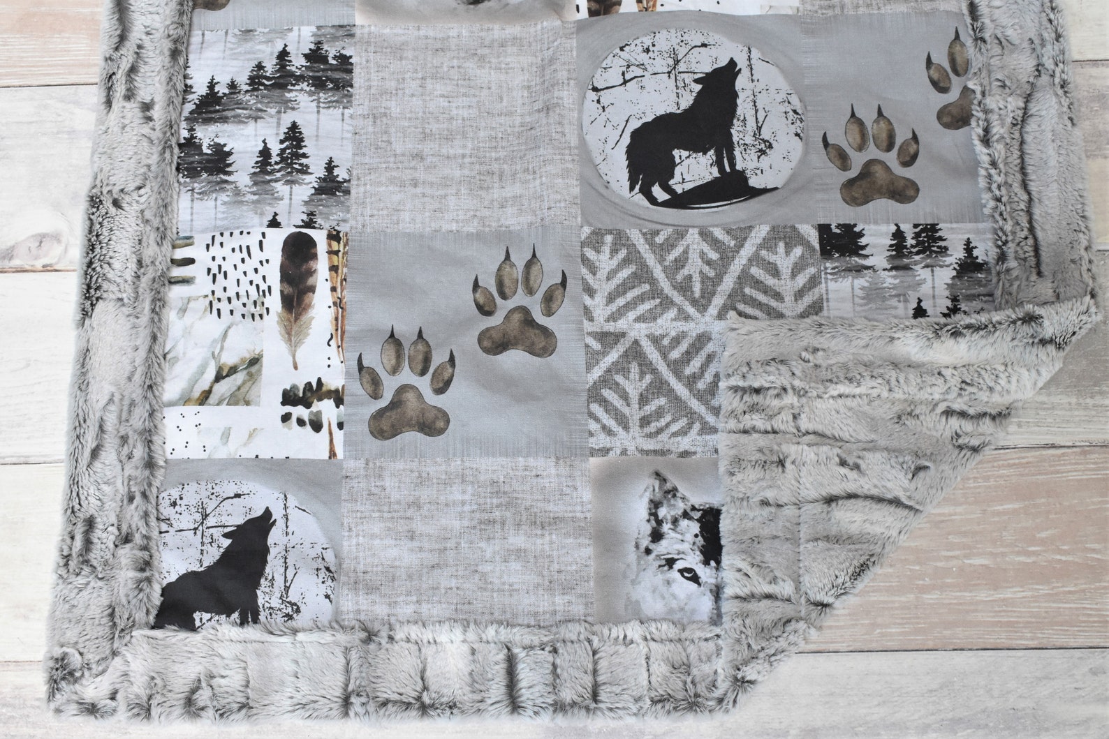 Wolf Baby Blanket Gray Wolf Blanket Wolf Baby Bedding Etsy