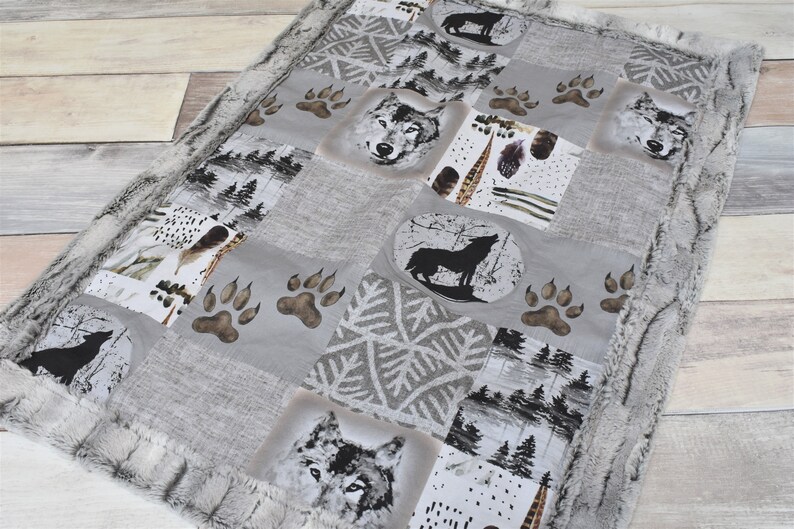 Wolf Baby Blanket Gray Wolf Blanket Wolf Baby Bedding Etsy