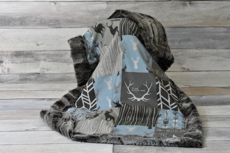 Blue Deer Blanket Brown Deer Blanket Buck Blanket Arrow Etsy
