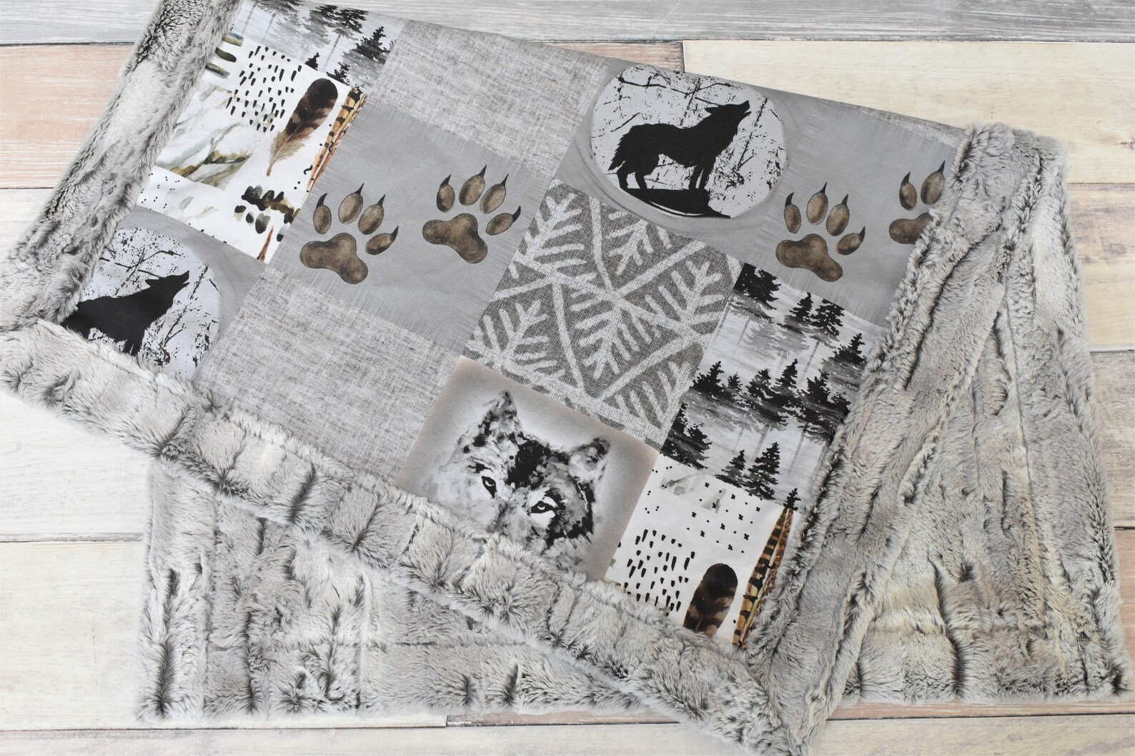 Wolf Baby Blanket Gray Wolf Blanket Wolf Baby Bedding Etsy