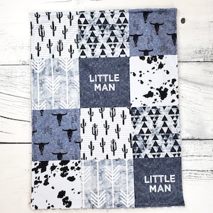 Western Baby Blanket - Longhorn Baby Blanket - Cowboy Baby Blanket - Little Man Baby Blanket - Western Nursery -