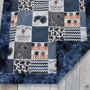 Cow Baby Blanket - Cow Blanket - Tractor Blanket - I Love You Til The Cows Come Home - Cowboy Blanket - Cow Baby Gift - Cow Nursery