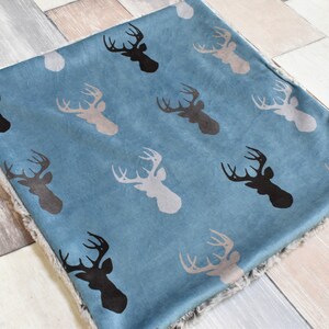Deer Lovey - Deer Mini Baby Blanket - Buck Security Blanket - Blue Deer Lovey - Lovey - Deer Baby Gift - Minky Lovey - Soft Baby Blanket