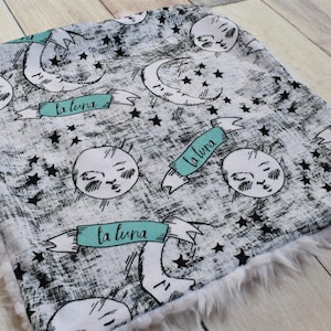 Moon And Stars Lovey - Luna Lovey - Moon and Stars Baby Blanket - Moon Lovey - Moon Security Blanket - Moon Baby Gift - Moon Baby Blanket
