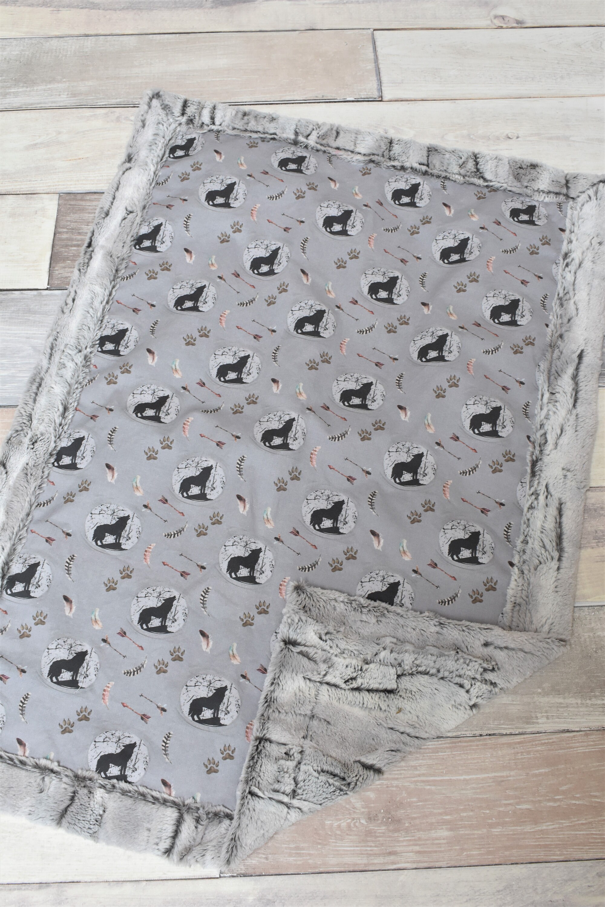 Wolf Baby Blanket Gray Wolf Blanket Wolf Baby Gift Wolf Etsy