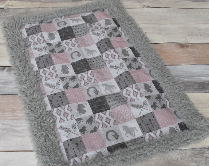 Pink Horse Blanket Cowgirl Baby Blanket Western Girl Etsy
