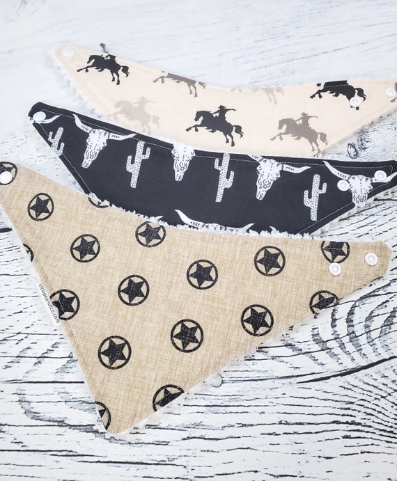 Cowboy Baby Bib Western Baby Bib Bandana Bib Horse Baby Bib Longhorn Baby Bib Western Baby Gift Cowboy Baby Gift Baby Bibs